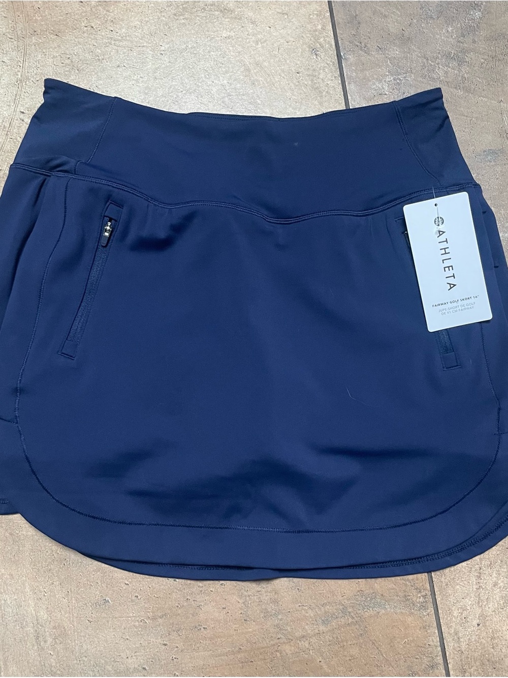 Athleta Fairway Golf Skort Skirt 16" Stretch Navy Blue Pickleball sz M NWT